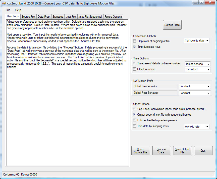 csv2mot conversion program screen capture